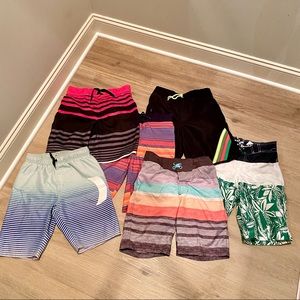 Boys Size 7-8 LOT of 6 Swim Trunks / Board Shorts